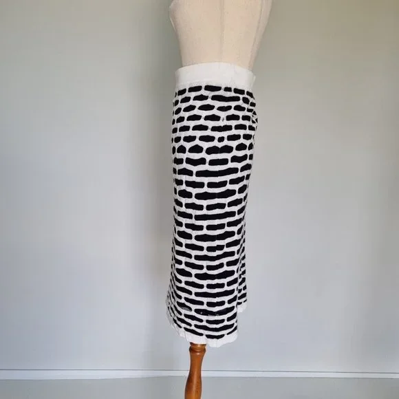 Veronika Maine Black & White Geometric Knit Pencil Skirt Size M - Picture 3 of 6